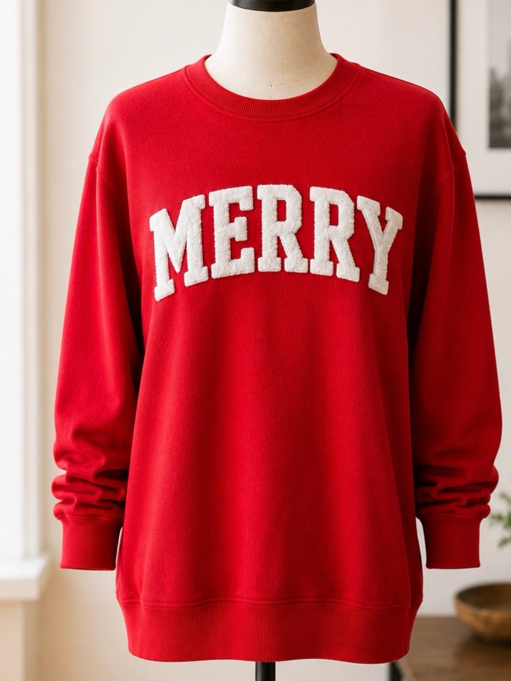 Z Supply Sweatshirt Christmas Merry Crewneck  Varsity Style Lettering M Relaxed